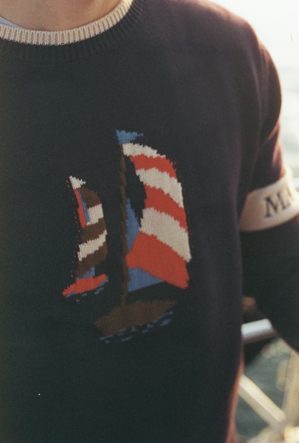 Cotton Knit Sweater Navy