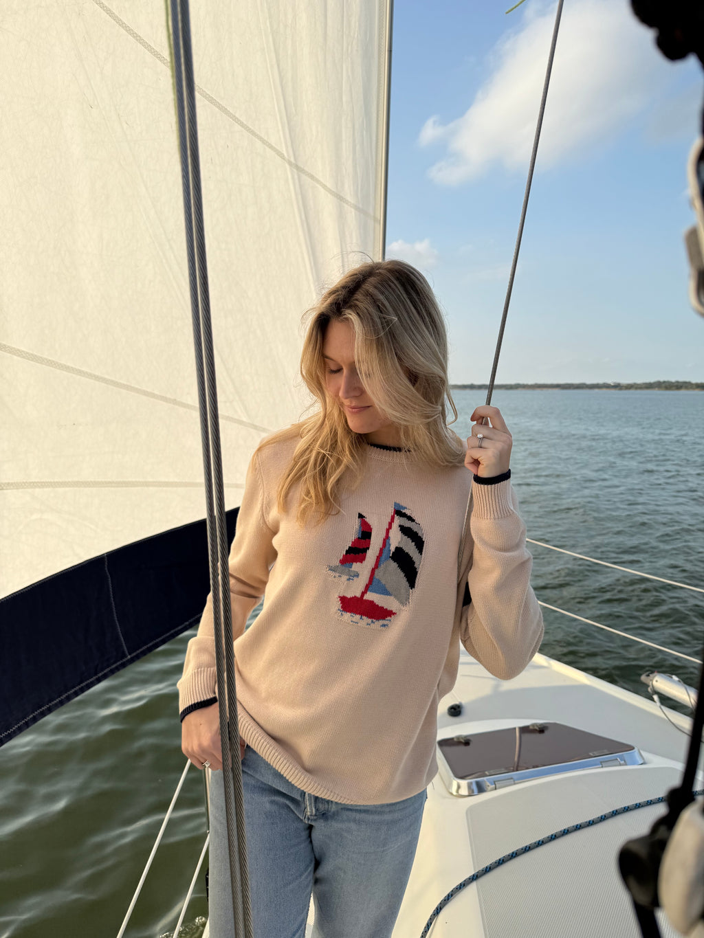 Cotton Knit Sweater Cream