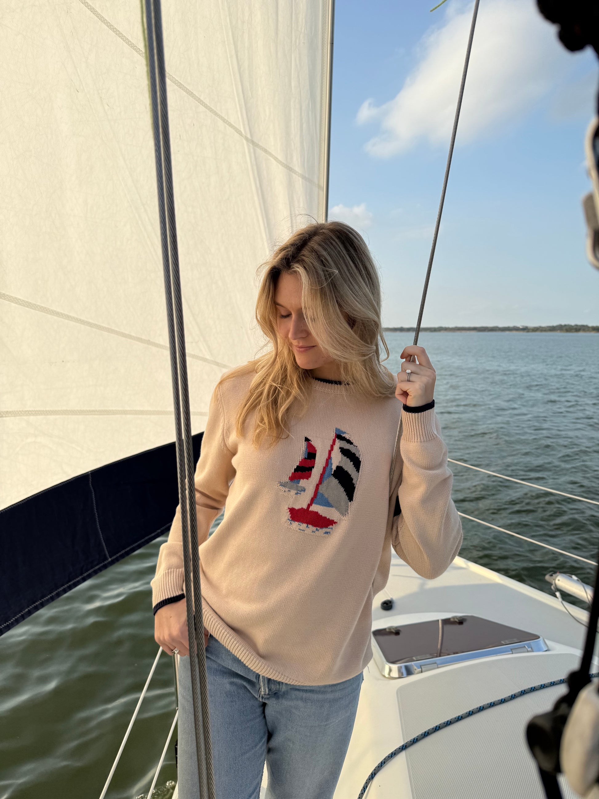 Cotton Knit Sweater Cream