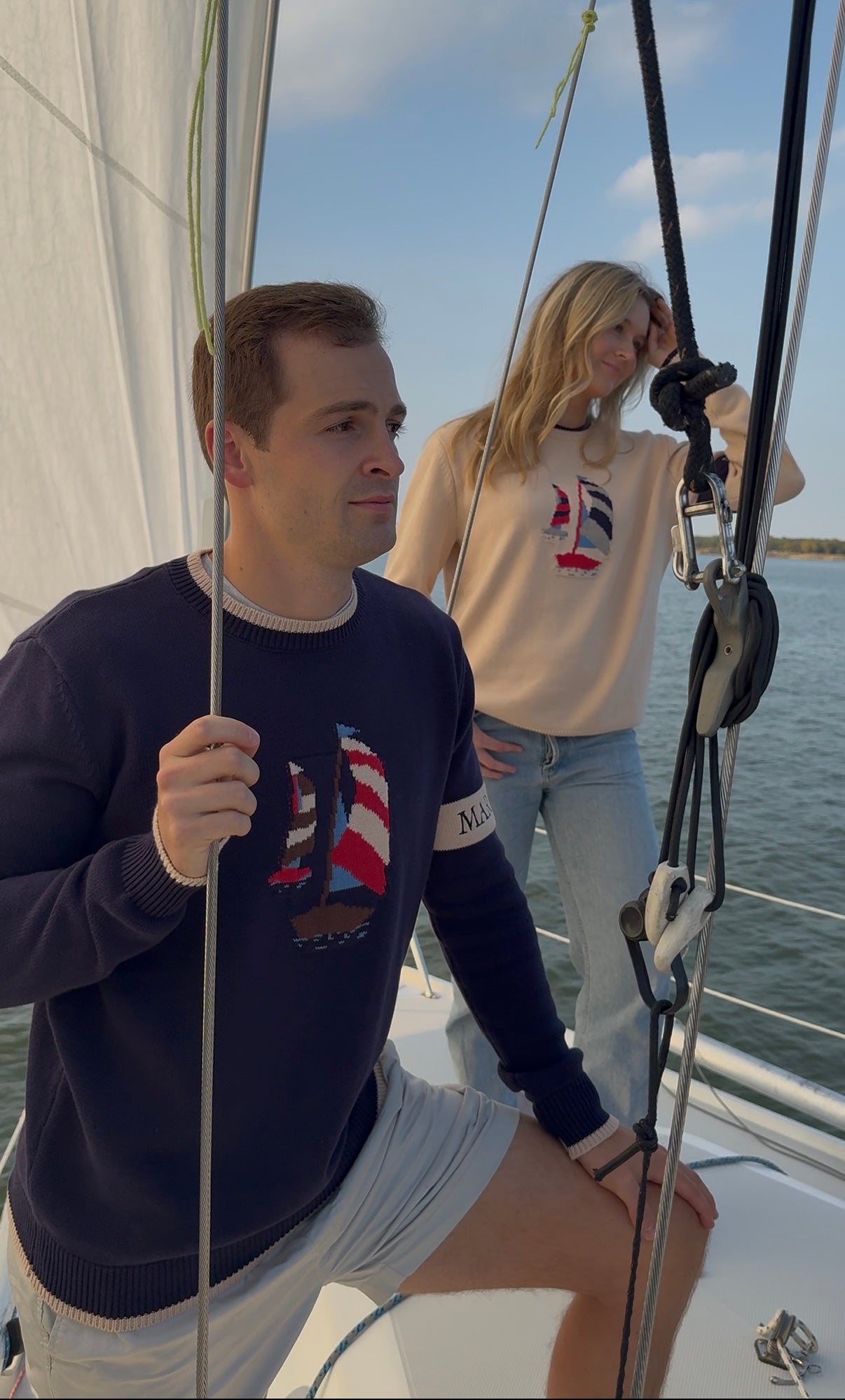 Cotton Knit Sweater Navy